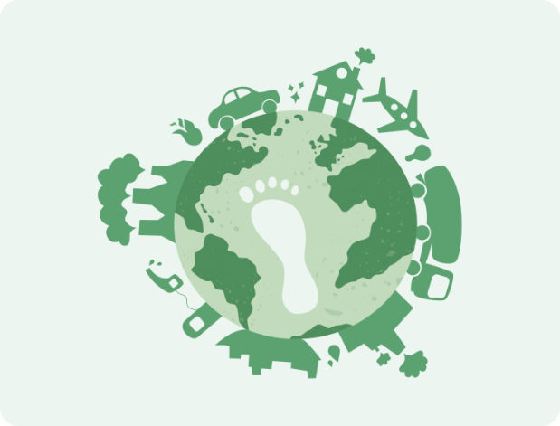 Fußabdruck auf einer Erde voller CO2 Quellen