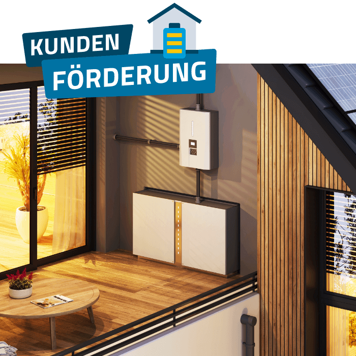 Batteriespeicher in einem modernen Haus, Symbolbild für Förderung von Stromspeichern.