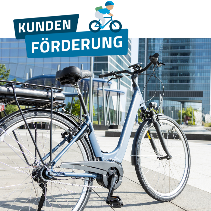 Elektrisches Fahrrad im urbanen Umfeld, Symbolbild für Förderung von E-Bikes und E-Rollern.