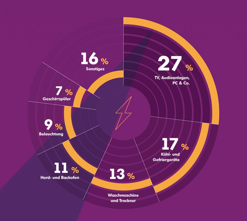 Tipps um den Stromverbrauch zu senken Grafik Stromverbrauch Prozent