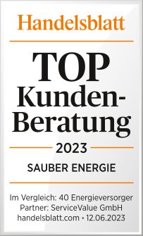 Auszeichnung Top-Kundenberatung SAUBER ENERGIE (durch Handelsblatt)
